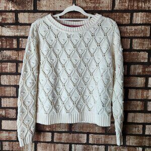 Tommy Hilfiger Ladies Crew Neck Pullover 100% Cotton Open Weave Sweater Size L